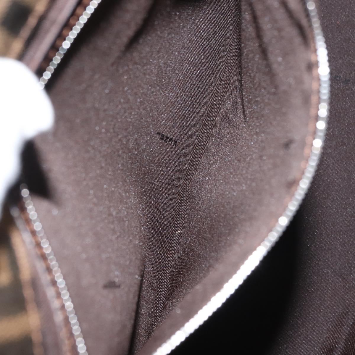 FENDI Zucca Canvas Mamma Baguette Tote Bag Black Brown Auth ep11622