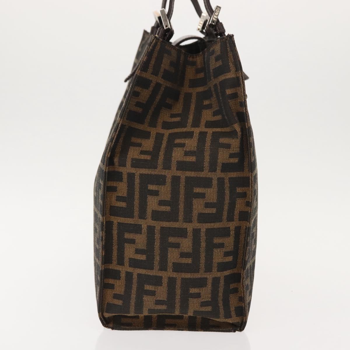 FENDI Zucca Canvas Mamma Baguette Tote Bag Black Brown Auth ep11622
