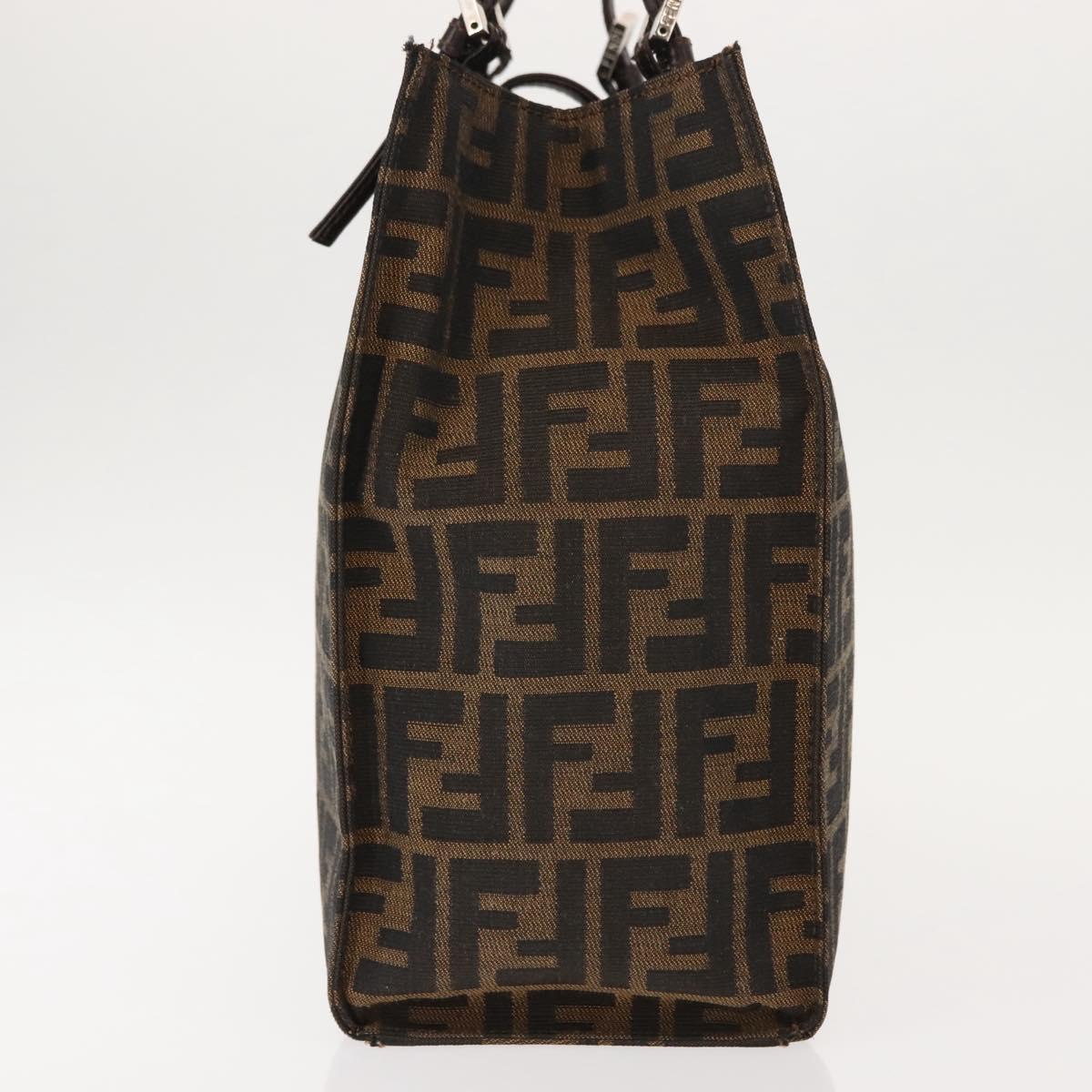 FENDI Zucca Canvas Mamma Baguette Tote Bag Black Brown Auth ep11622