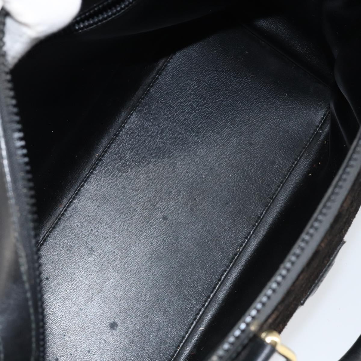 CELINE Macadam Canvas Hand Bag Suede Black Gold Auth ep11623