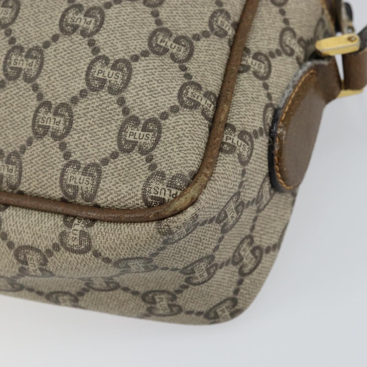 GUCCI GG Plus Supreme Shoulder Bag PVC Beige Gold Auth ep11624