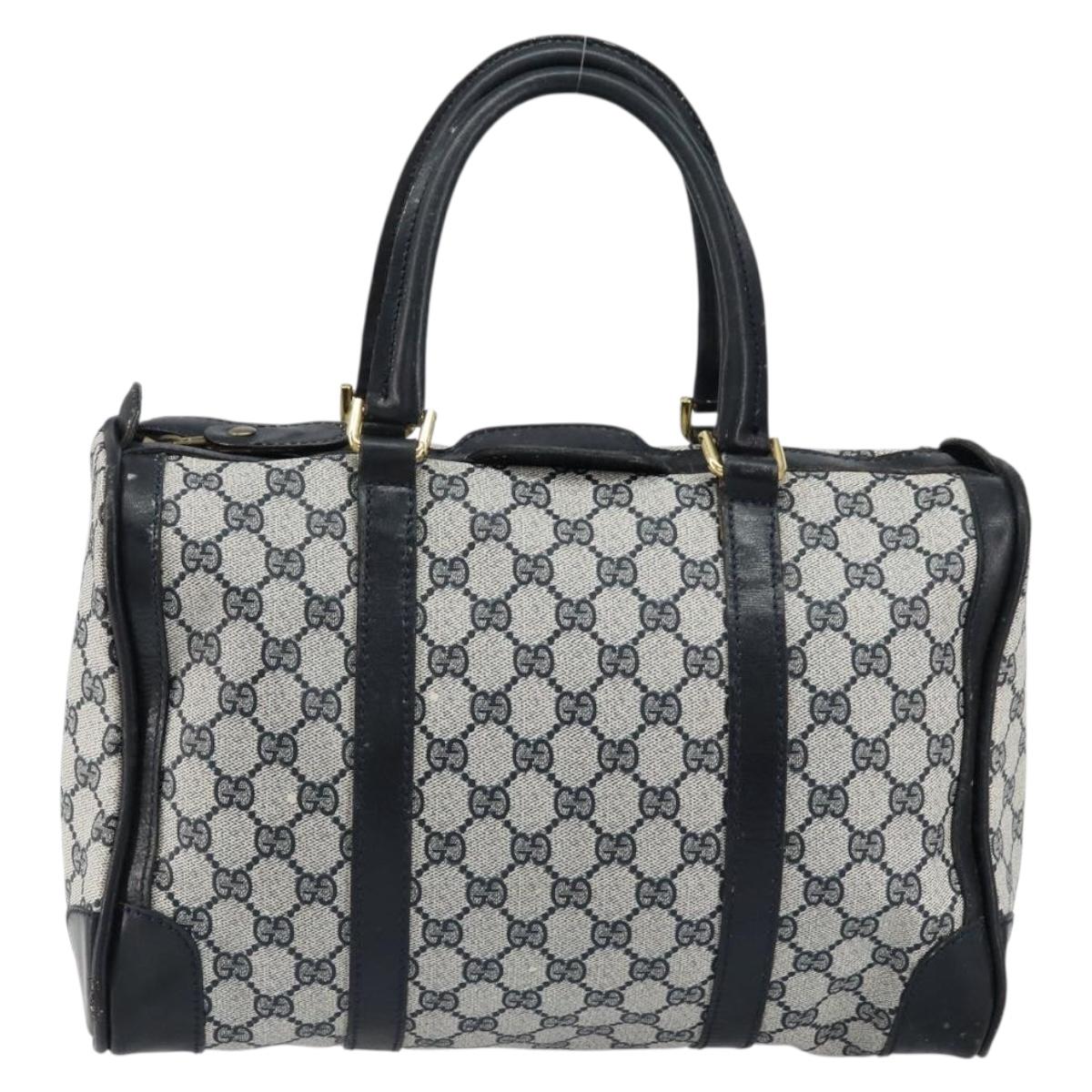 GUCCI GG Supreme Boston Bag PVC Navy Gold Auth ep11627