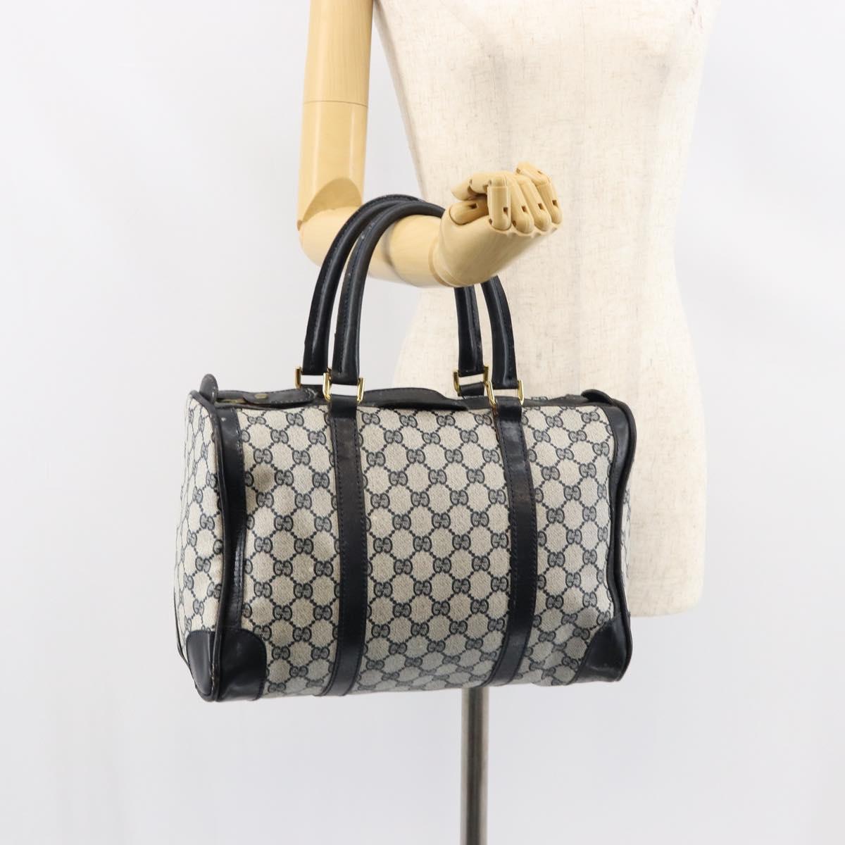 GUCCI GG Supreme Boston Bag PVC Navy Gold Auth ep11627