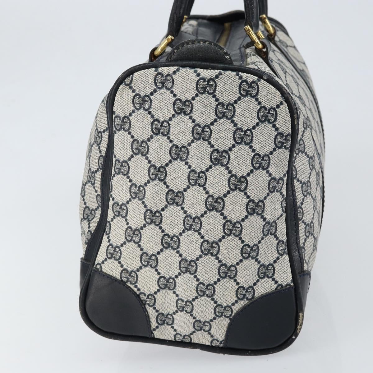 GUCCI GG Supreme Boston Bag PVC Navy Gold Auth ep11627