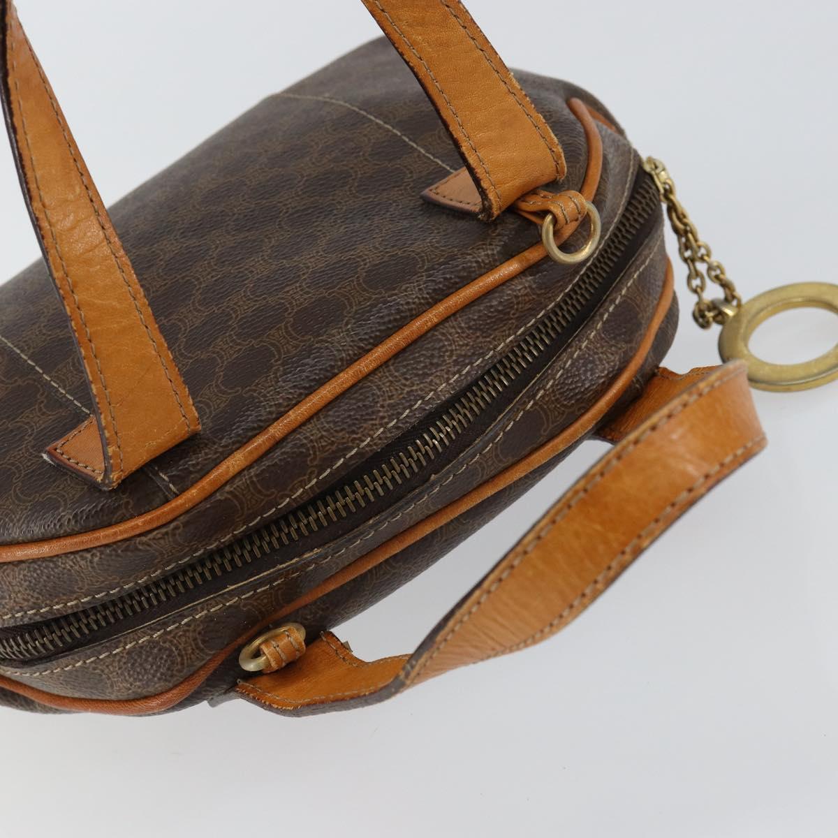 CELINE Macadam Canvas Hand Bag PVC Leather Brown Gold Auth ep11630