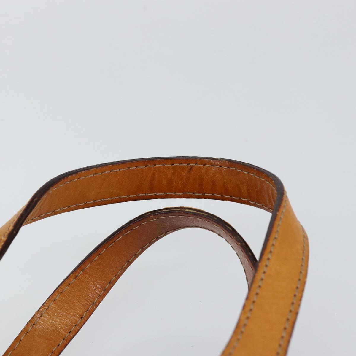 CELINE Macadam Canvas Hand Bag PVC Leather Brown Gold Auth ep11630