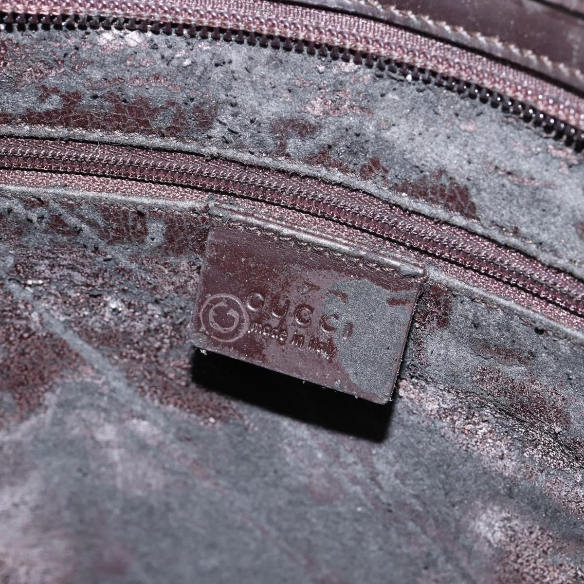 GUCCI Shoulder Bag Leather Brown Silver Auth ep11636