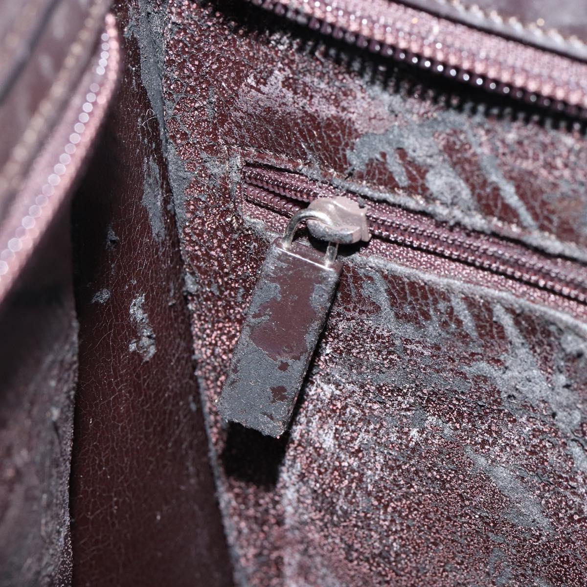 GUCCI Shoulder Bag Leather Brown Silver Auth ep11636