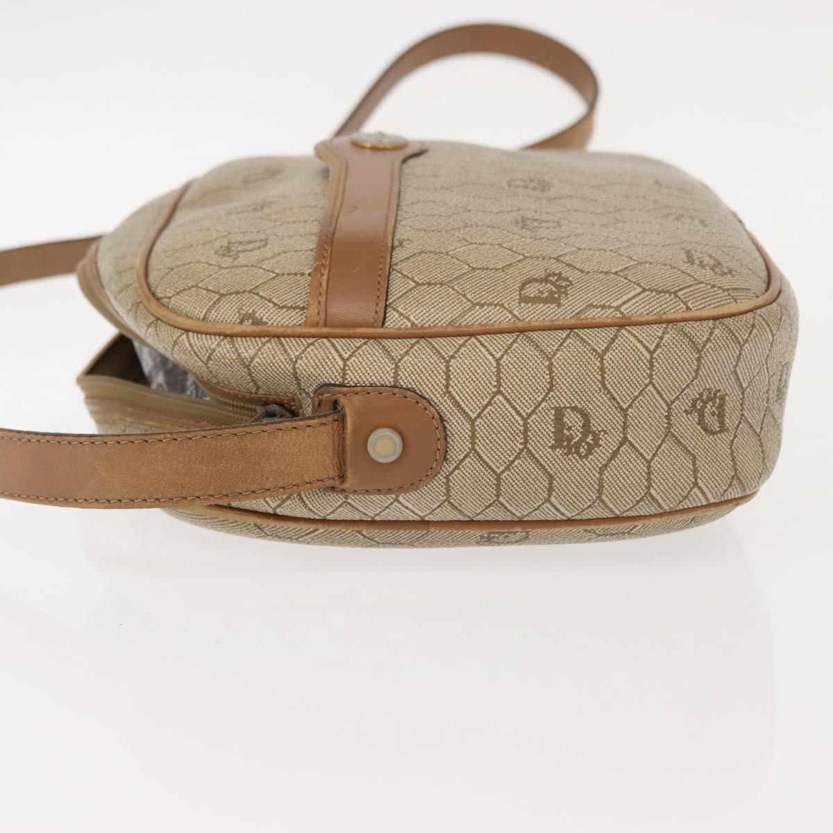 Christian Dior Honeycomb Canvas Chain Shoulder Bag PVC Beige Gold Auth ep11637