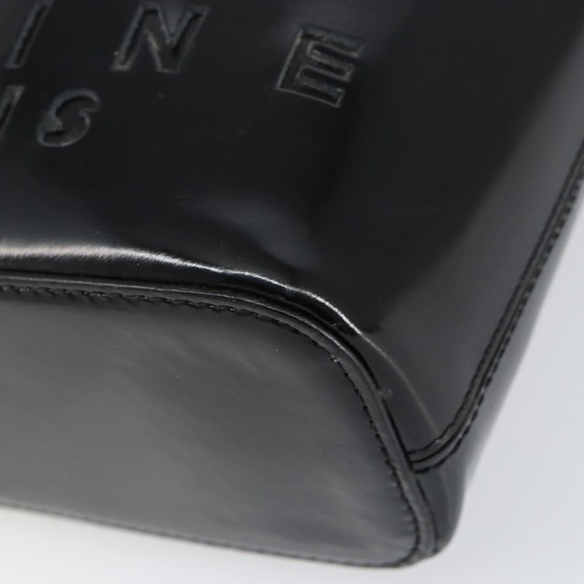 CELINE Shoulder Bag Enamel Black Gold Auth ep11645