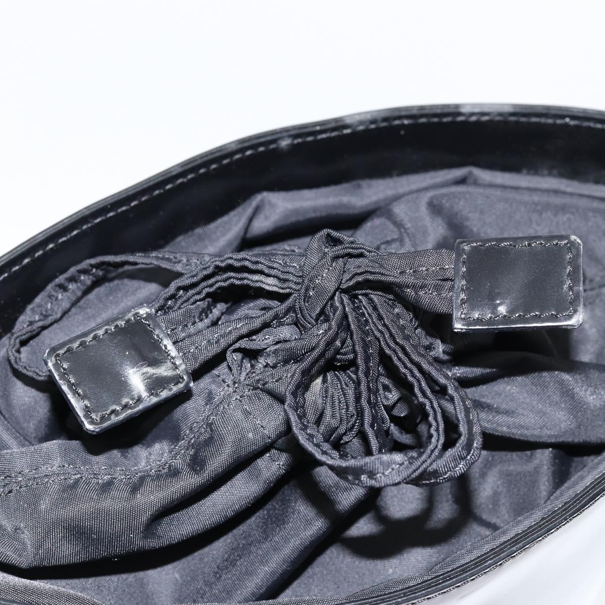 CELINE Shoulder Bag Enamel Black Gold Auth ep11645