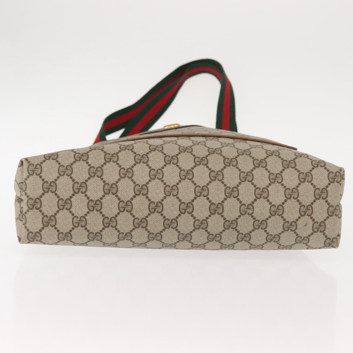 GUCCI GG Supreme Web Sherry Line Tote Bag PVC Beige Gold 378 02 003 Auth ep11646