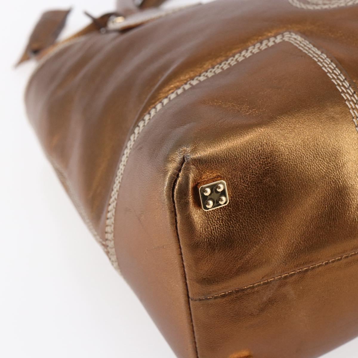 LOEWE Anagram Americana 28 Hand Bag Leather Bronze Gold Auth ep11653