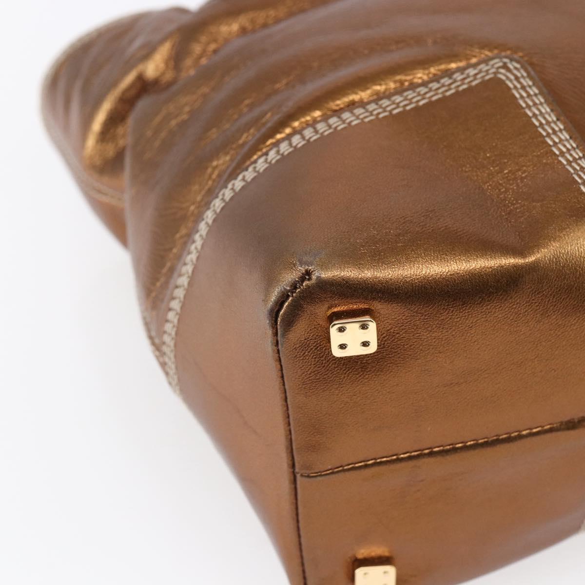 LOEWE Anagram Americana 28 Hand Bag Leather Bronze Gold Auth ep11653