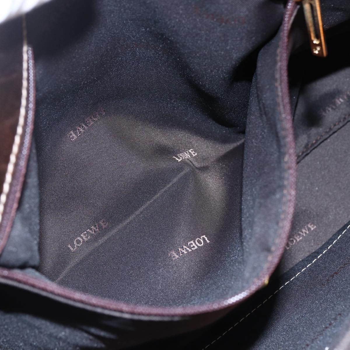 LOEWE Anagram Americana 28 Hand Bag Leather Bronze Gold Auth ep11653