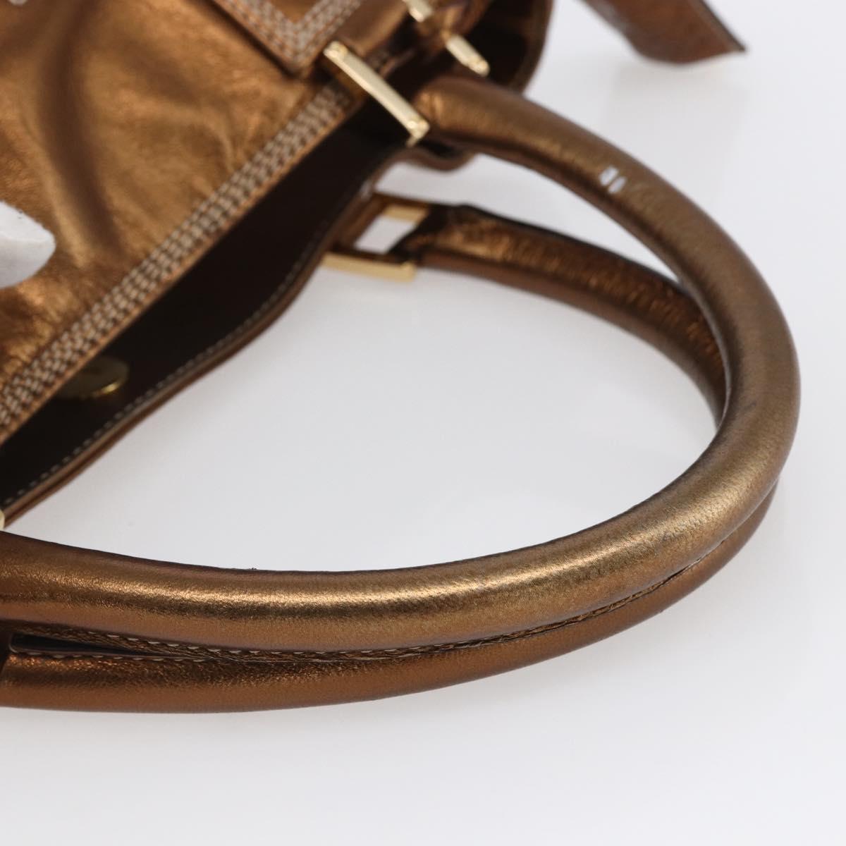 LOEWE Anagram Americana 28 Hand Bag Leather Bronze Gold Auth ep11653