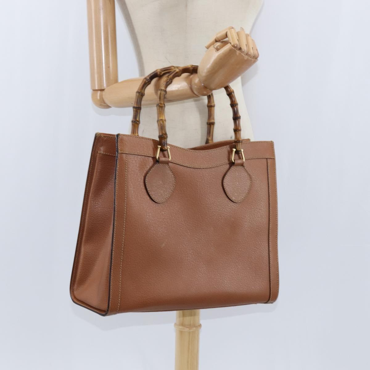 GUCCI Bamboo Hand Bag Leather Brown Gold 002 1186 0260 Auth ep11657