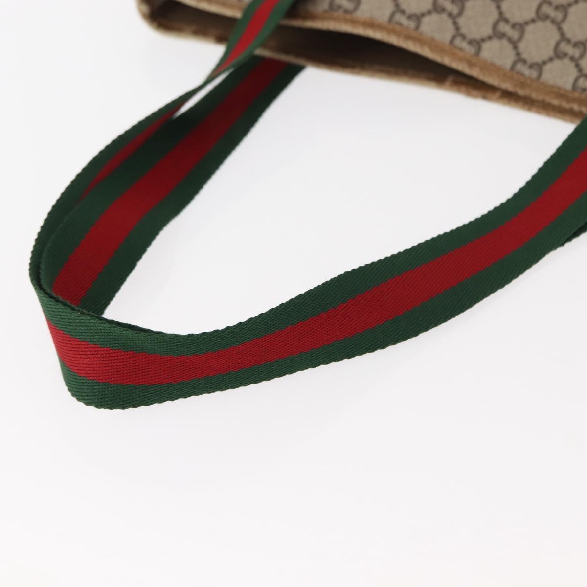 GUCCI GG Plus Supreme Web Sherry Line Tote Bag PVC Beige Gold Auth ep11665