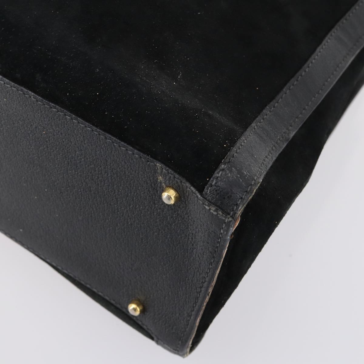 GUCCI Bamboo Hand Bag Suede Leather Black Gold 002 2853 0260 0 Auth ep11688