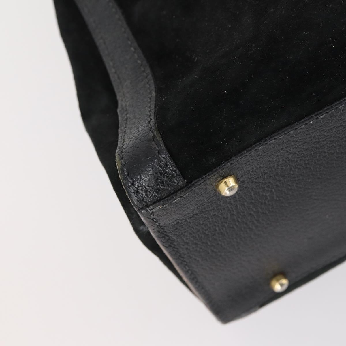 GUCCI Bamboo Hand Bag Suede Leather Black Gold 002 2853 0260 0 Auth ep11688