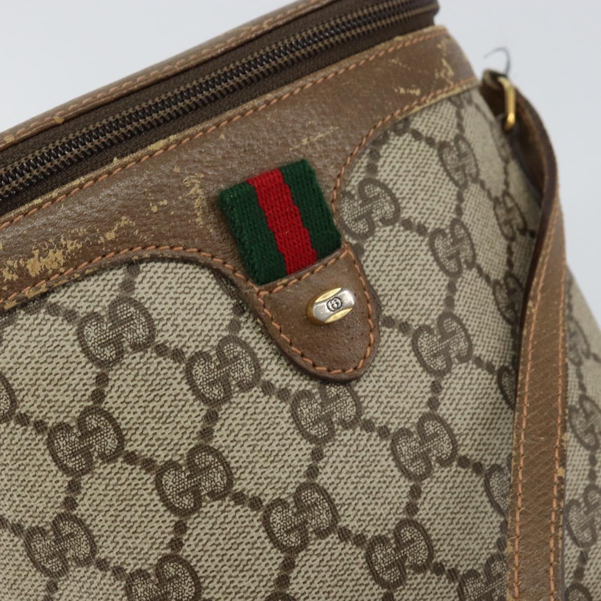 GUCCI GG Supreme Web Sherry Line Bag PVC Beige Gold 904 02 070 Auth ep11689