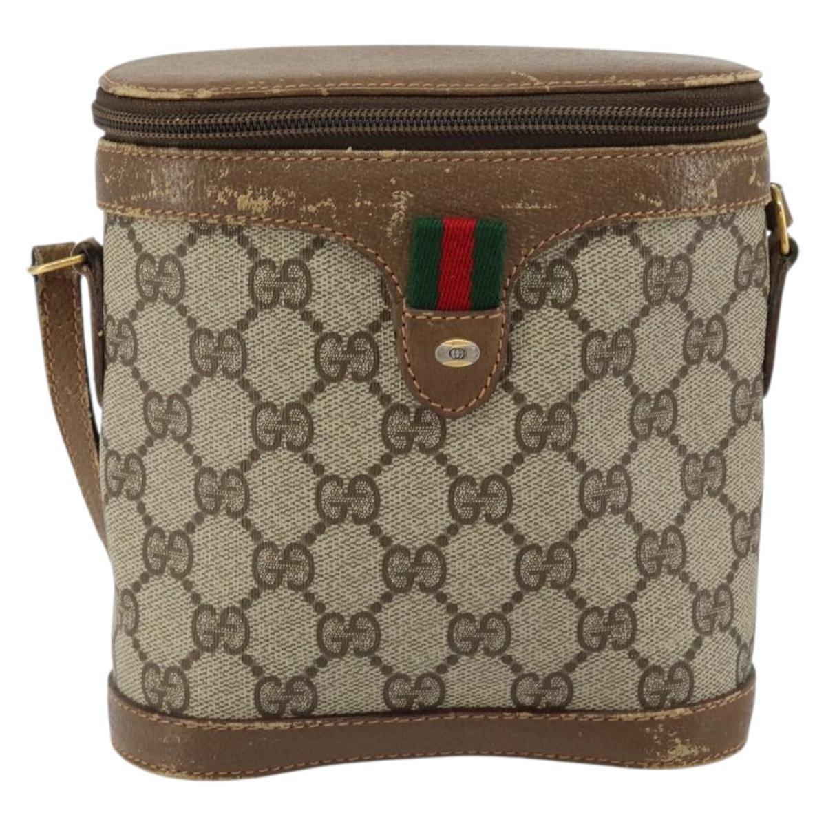 GUCCI GG Supreme Web Sherry Line Bag PVC Beige Gold 904 02 070 Auth ep11689