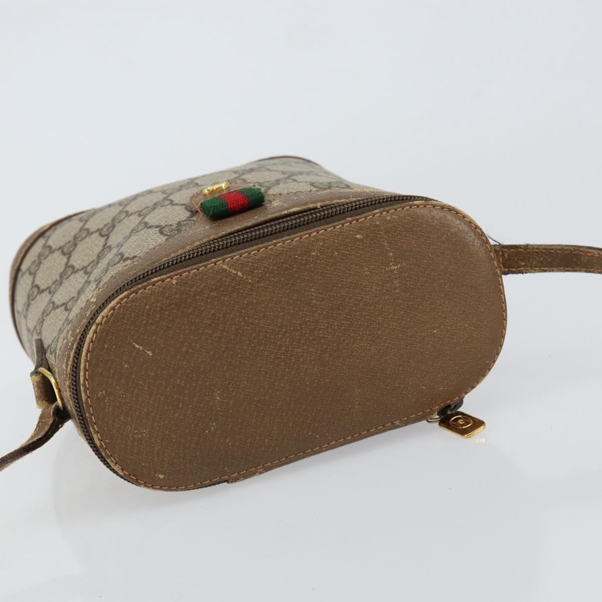 GUCCI GG Supreme Web Sherry Line Bag PVC Beige Gold 904 02 070 Auth ep11689