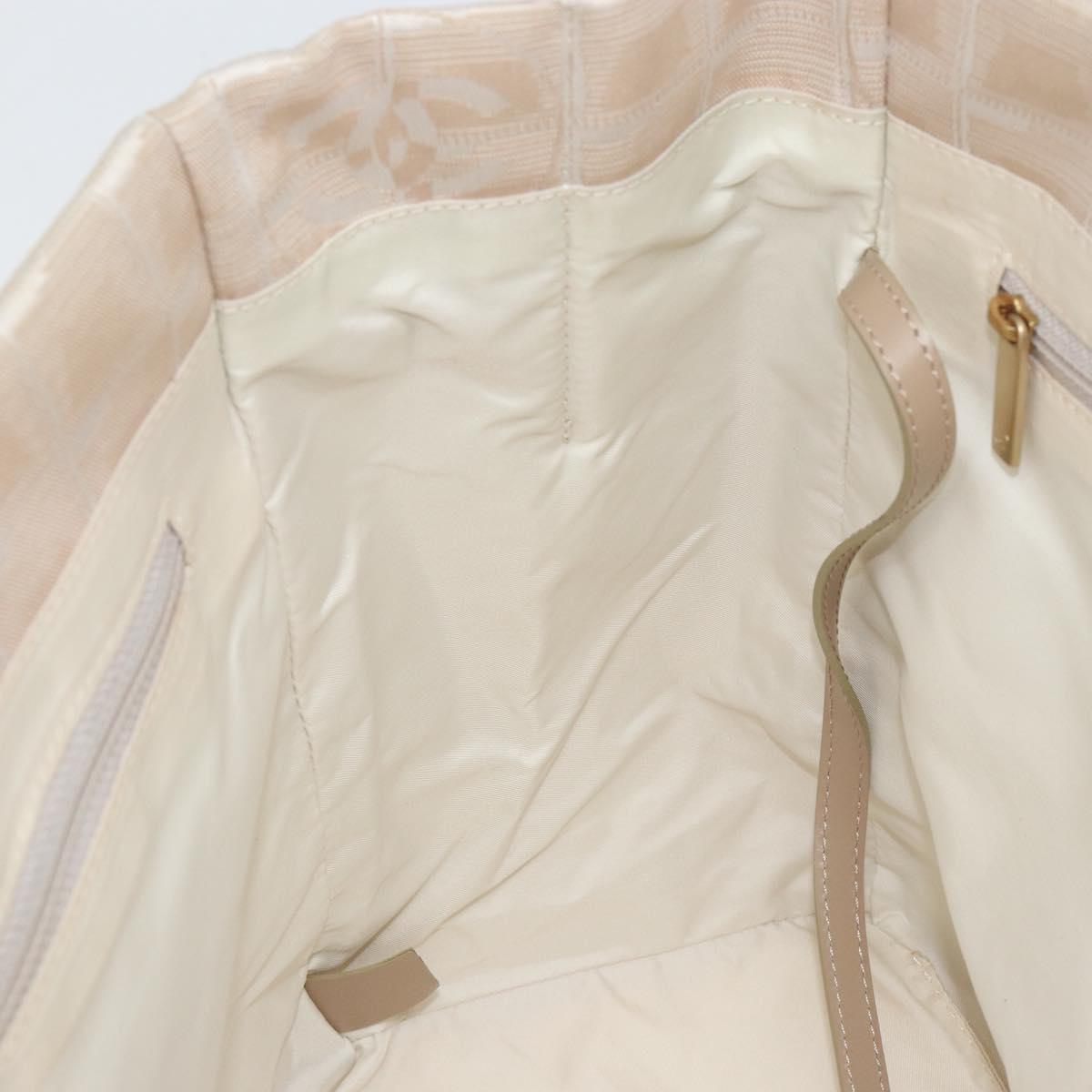 CHANEL New Travel Line Tote Bag Nylon Beige Gold CC Auth ep11691