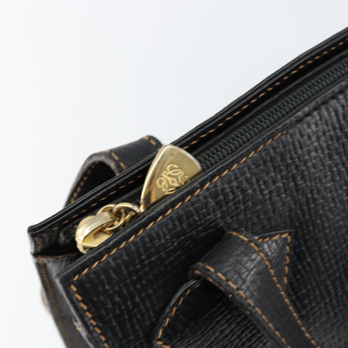 LOEWE Tote Bag Leather Black Gold Auth ep11694