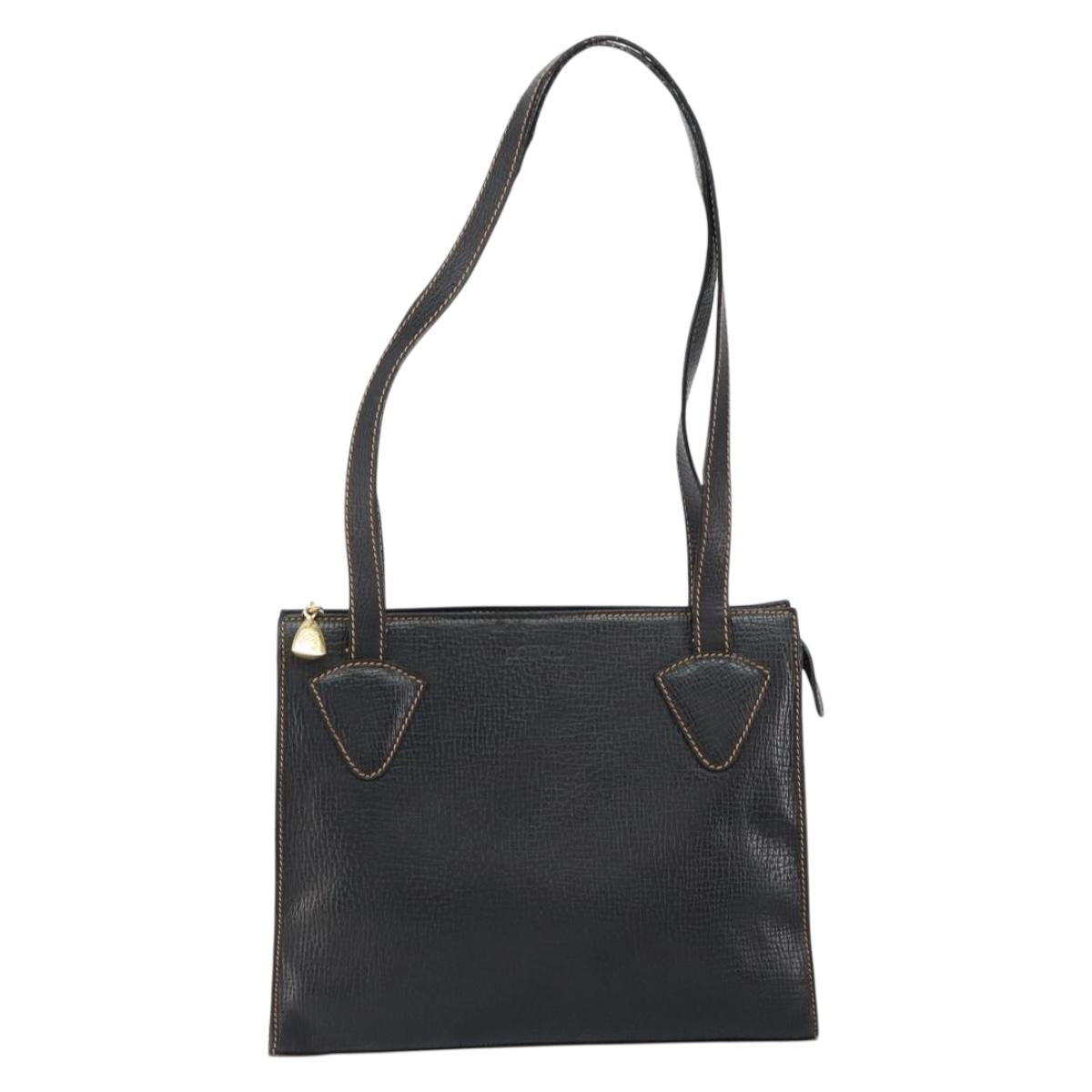 LOEWE Tote Bag Leather Black Gold Auth ep11694