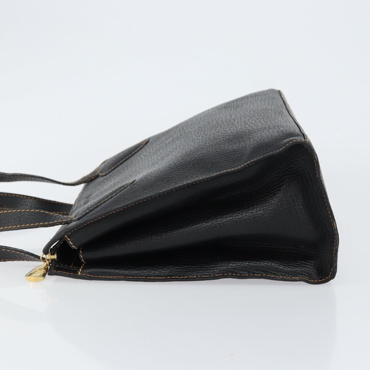 LOEWE Tote Bag Leather Black Gold Auth ep11694