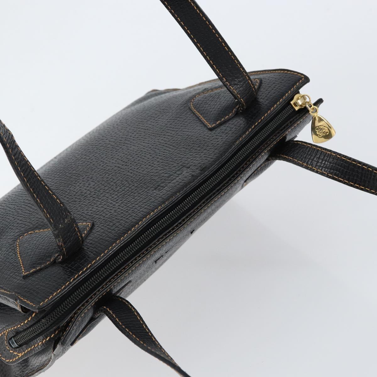LOEWE Tote Bag Leather Black Gold Auth ep11694