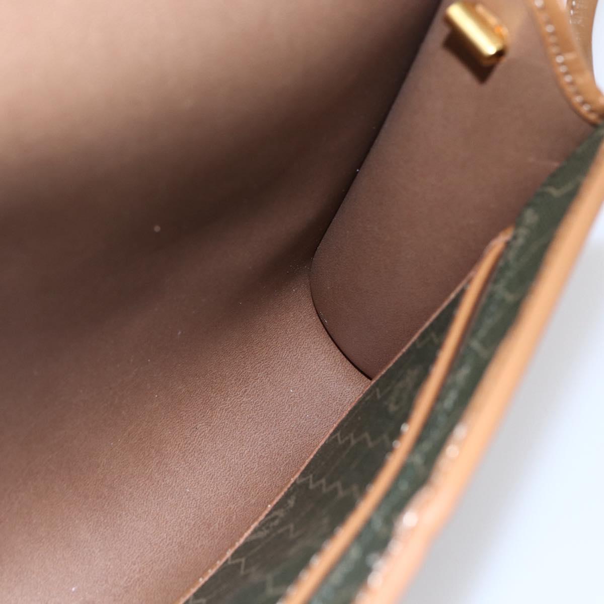 Christian Dior Honeycomb Canvas Shoulder Bag PVC Khaki Gold Auth ep11695