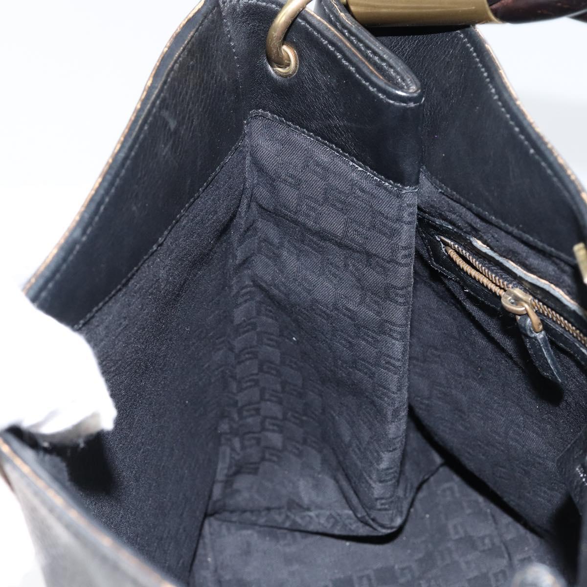 GUCCI Shoulder Bag Leather Black Gold 110177 Auth ep11697