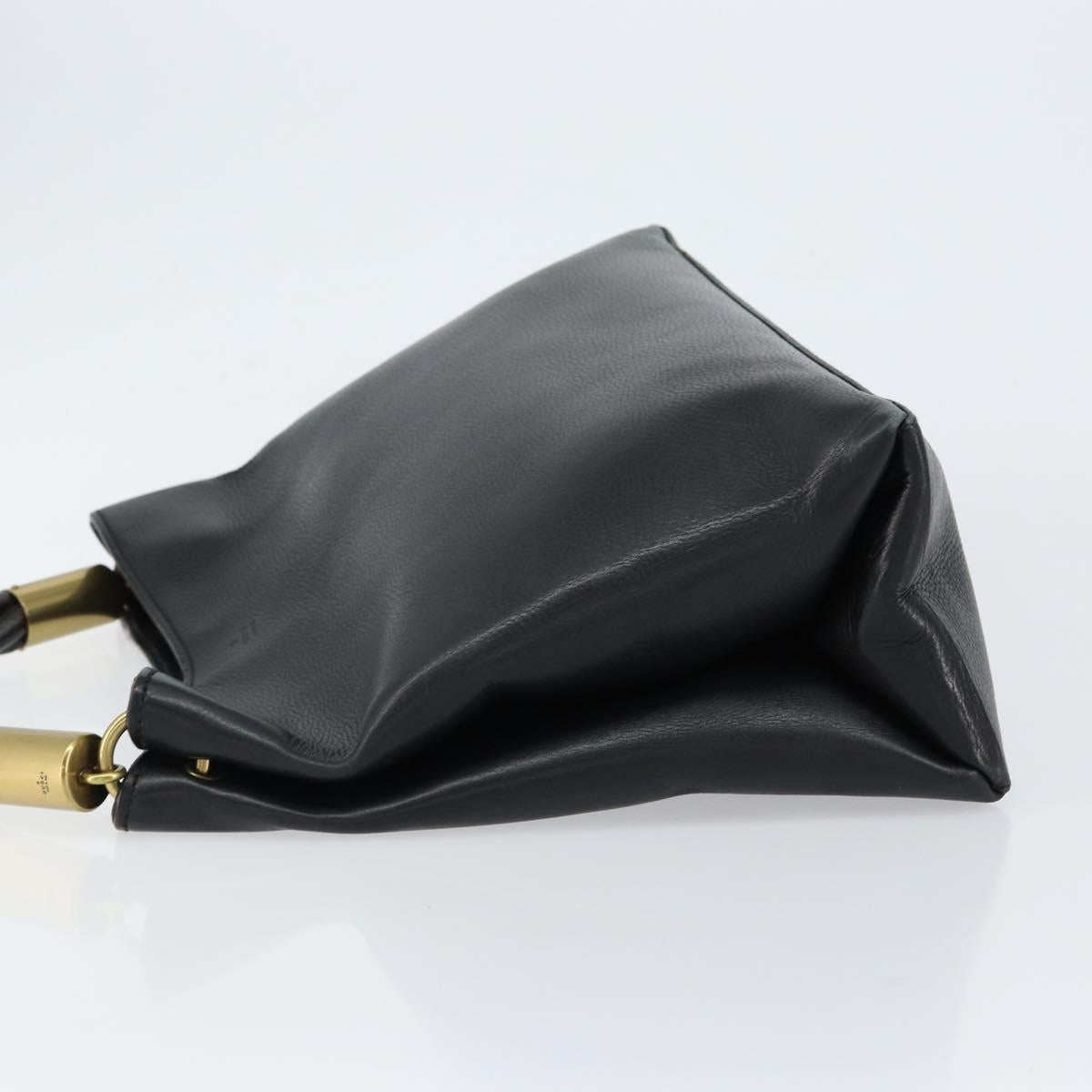 GUCCI Shoulder Bag Leather Black Gold 110177 Auth ep11697