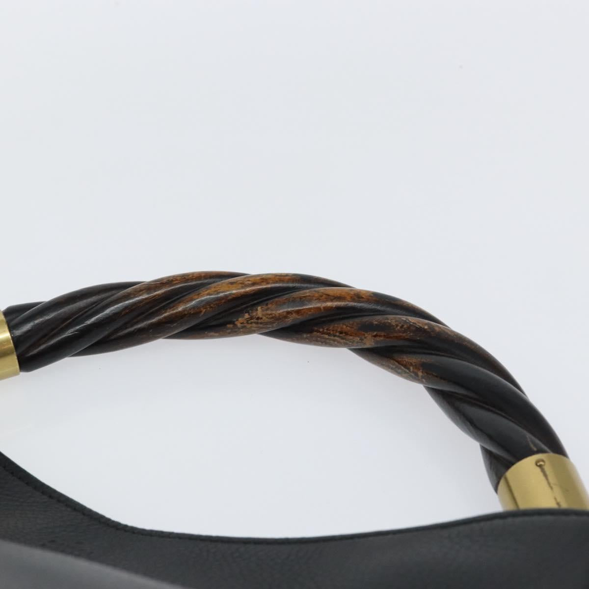 GUCCI Shoulder Bag Leather Black Gold 110177 Auth ep11697