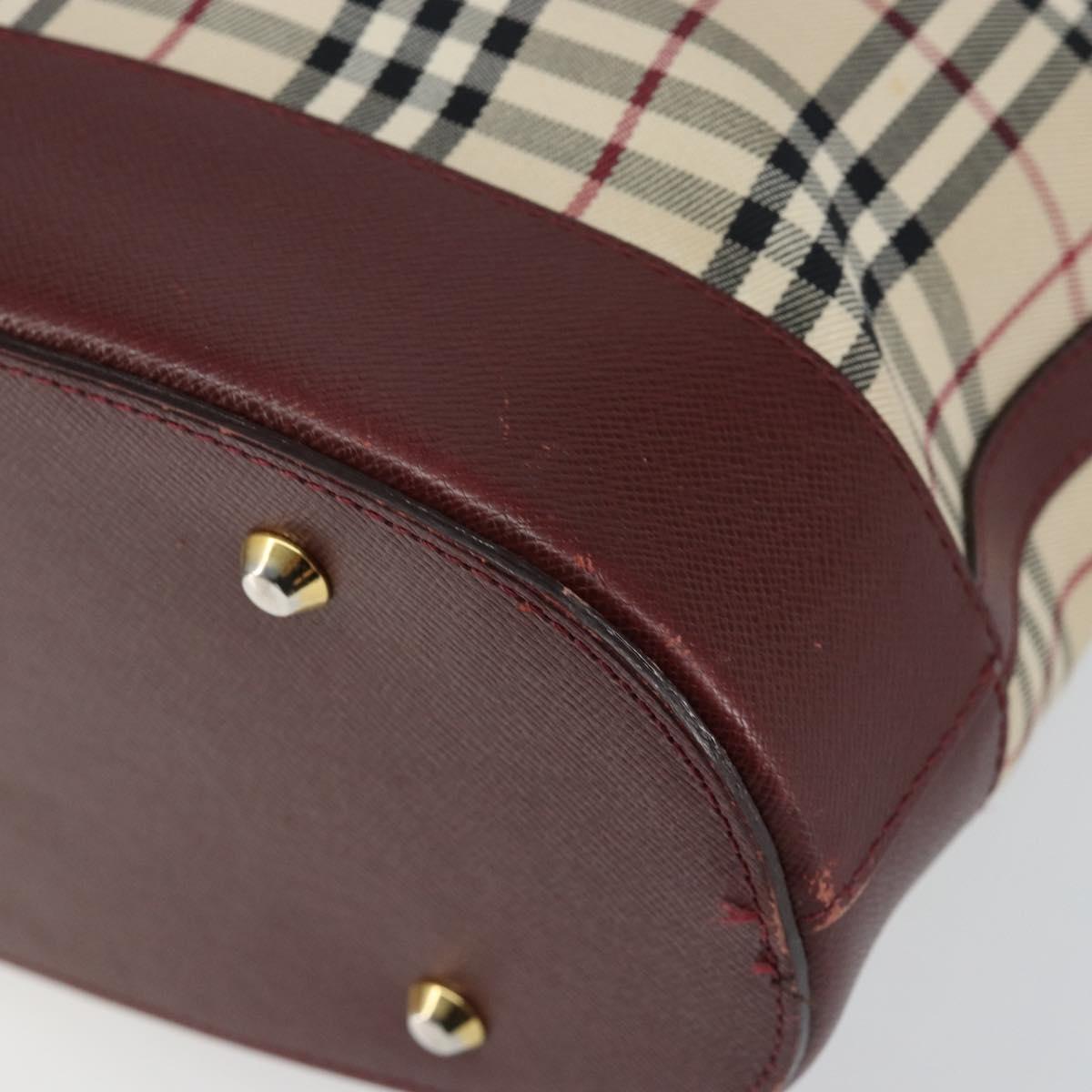 BURBERRY Nova Check Tote Bag Canvas Leather Beige Gold Auth ep11704