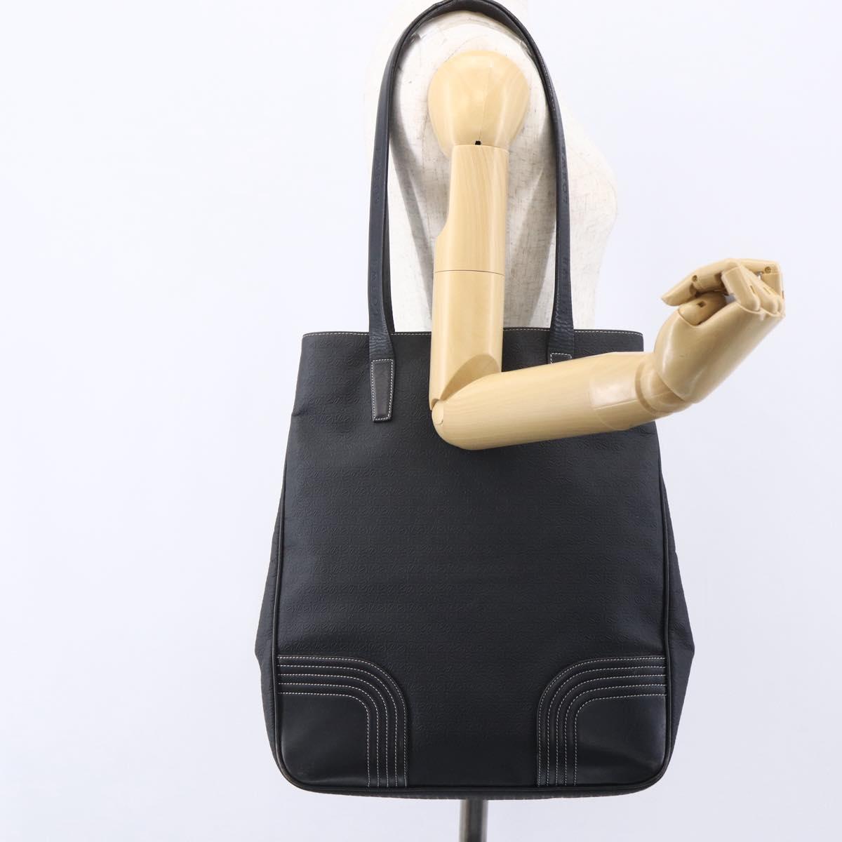 LOEWE Anagram Tote Bag PVC Leather Black Silver Auth ep11707