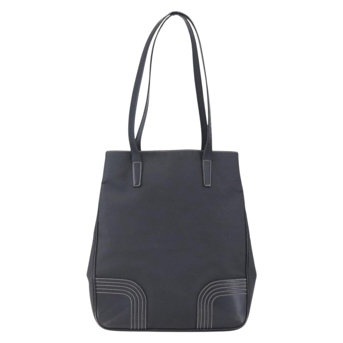 LOEWE Anagram Tote Bag PVC Leather Black Silver Auth ep11707