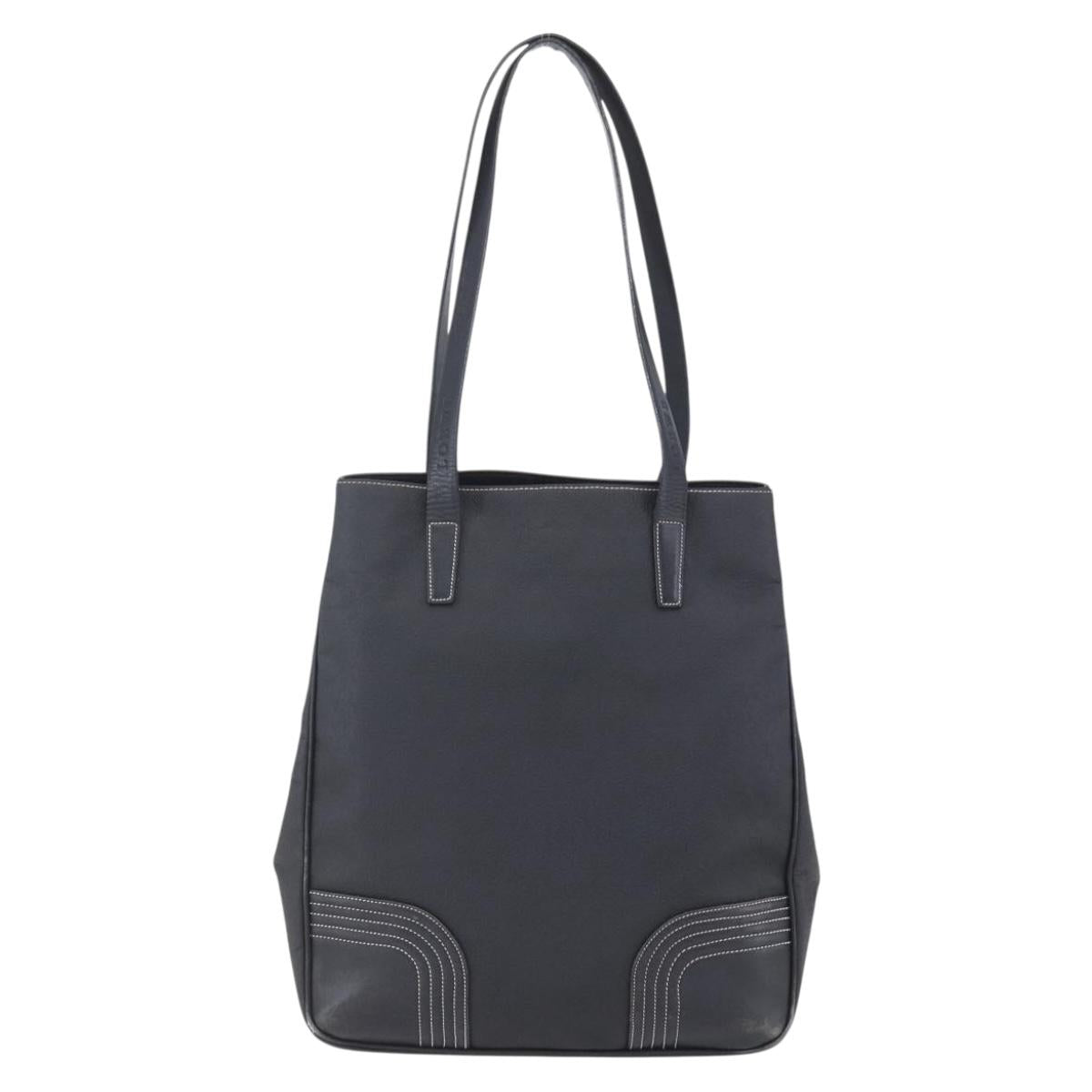 LOEWE Anagram Tote Bag PVC Leather Black Silver Auth ep11707