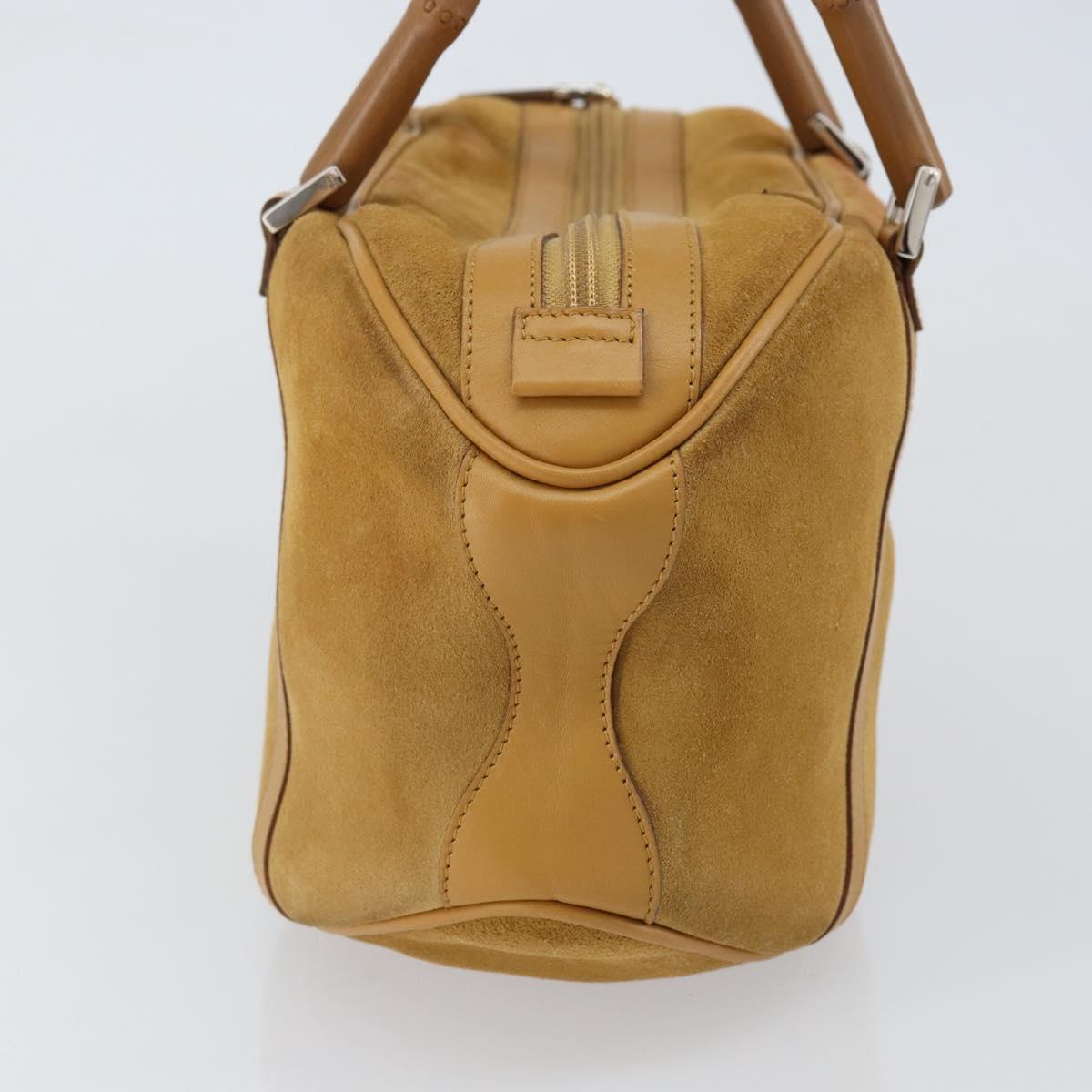 GUCCI Bamboo Hand Bag Suede Brown Silver Auth ep11709