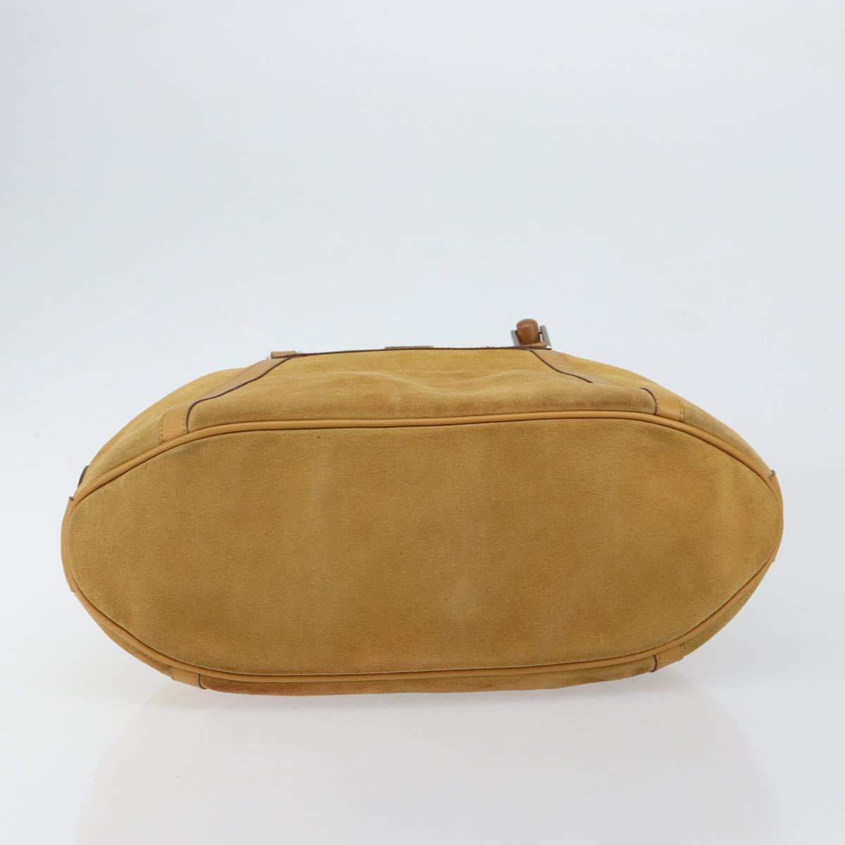 GUCCI Bamboo Hand Bag Suede Brown Silver Auth ep11709