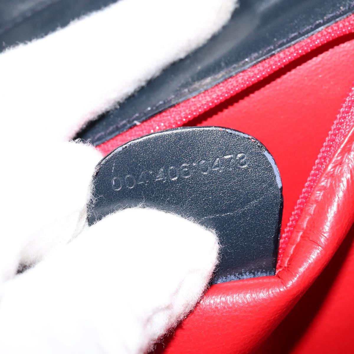 GUCCI Chain Shoulder Bag Leather Navy Gold Auth ep11717