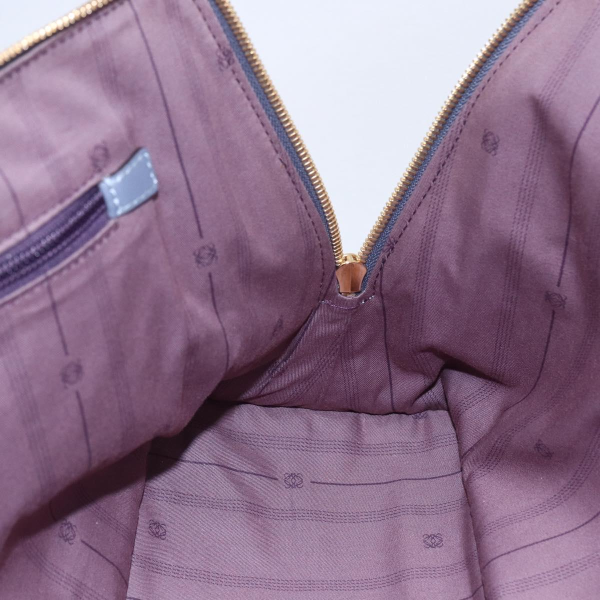 LOEWE Anagram Hand Bag Leather Blue Silver Auth ep11719