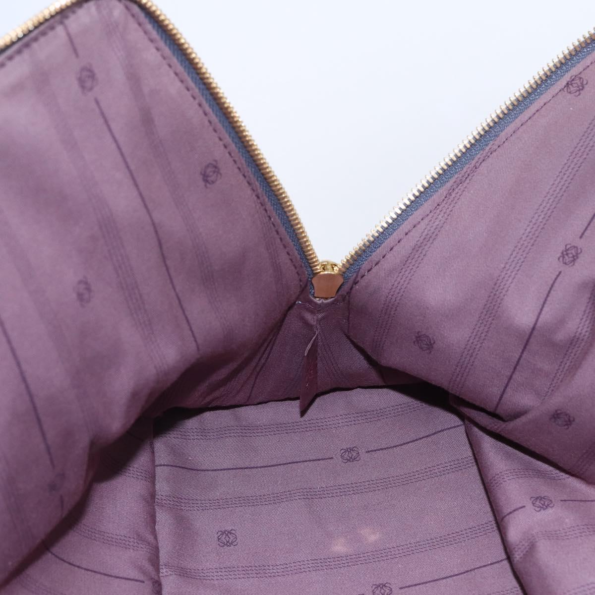 LOEWE Anagram Hand Bag Leather Blue Silver Auth ep11719