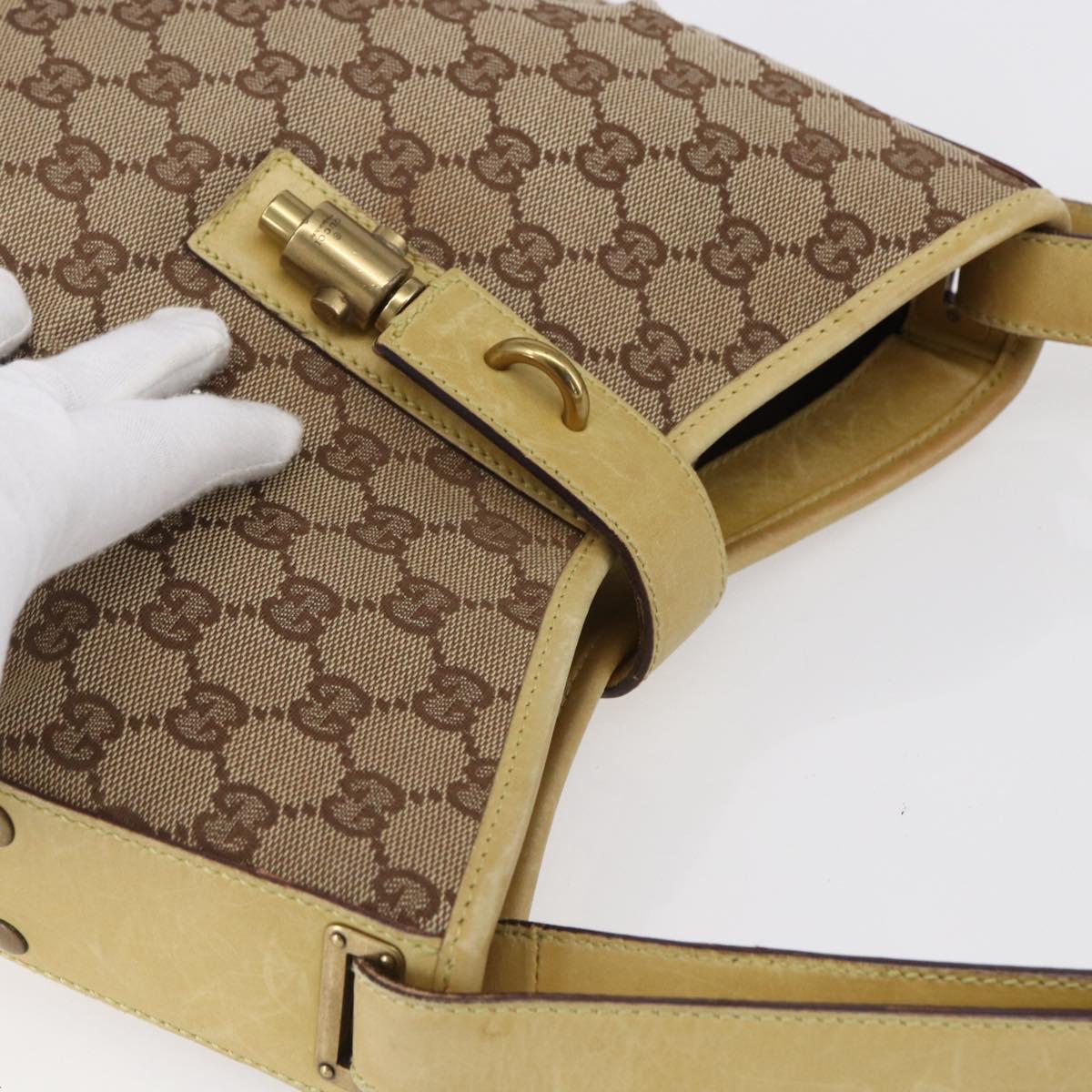 GUCCI GG Canvas New Jackie Shoulder Bag Beige Gold 110291 Auth ep11720