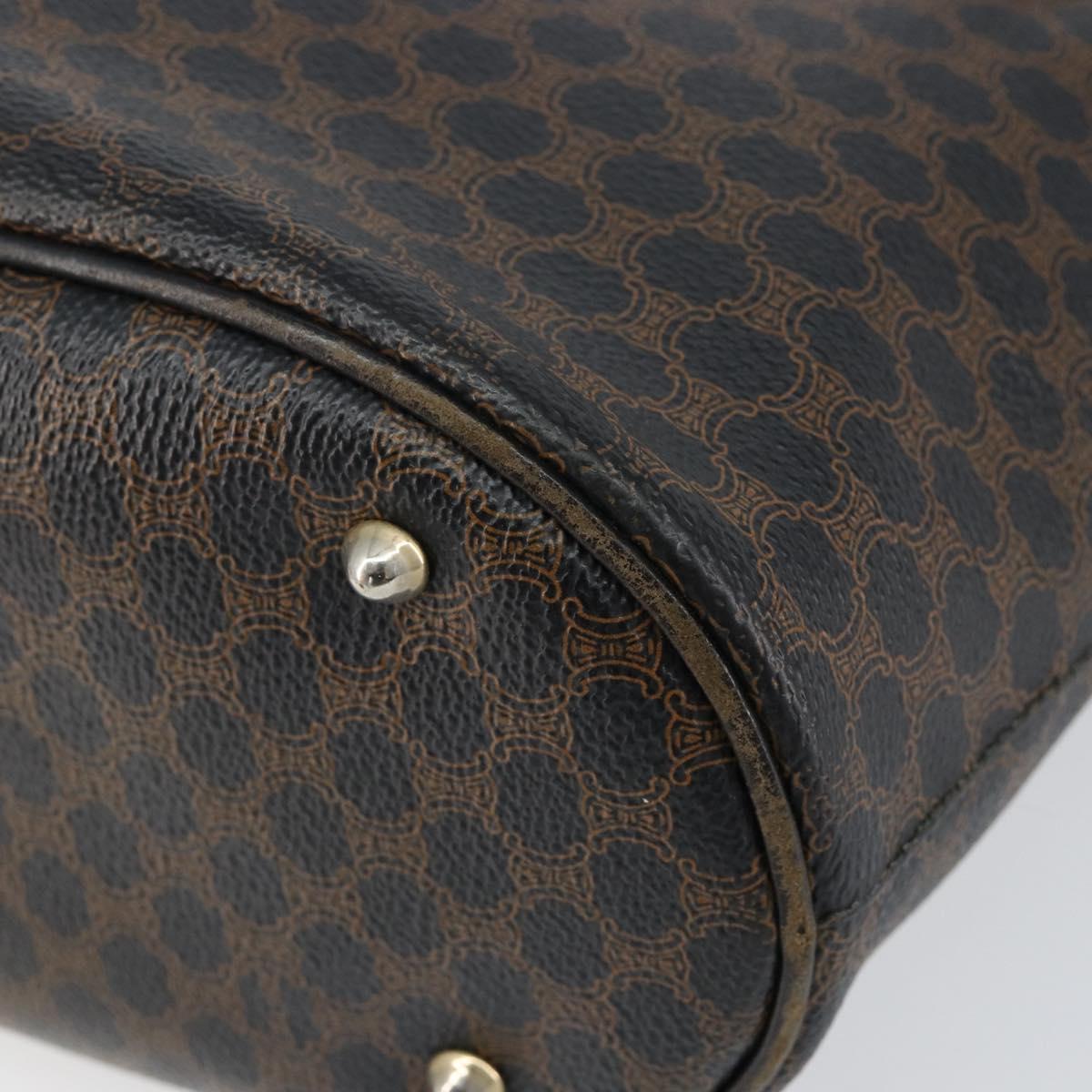 CELINE Macadam Canvas Tote Bag PVC Leather Black Gold Auth ep11721