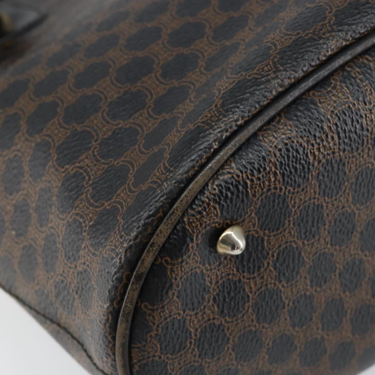 CELINE Macadam Canvas Tote Bag PVC Leather Black Gold Auth ep11721