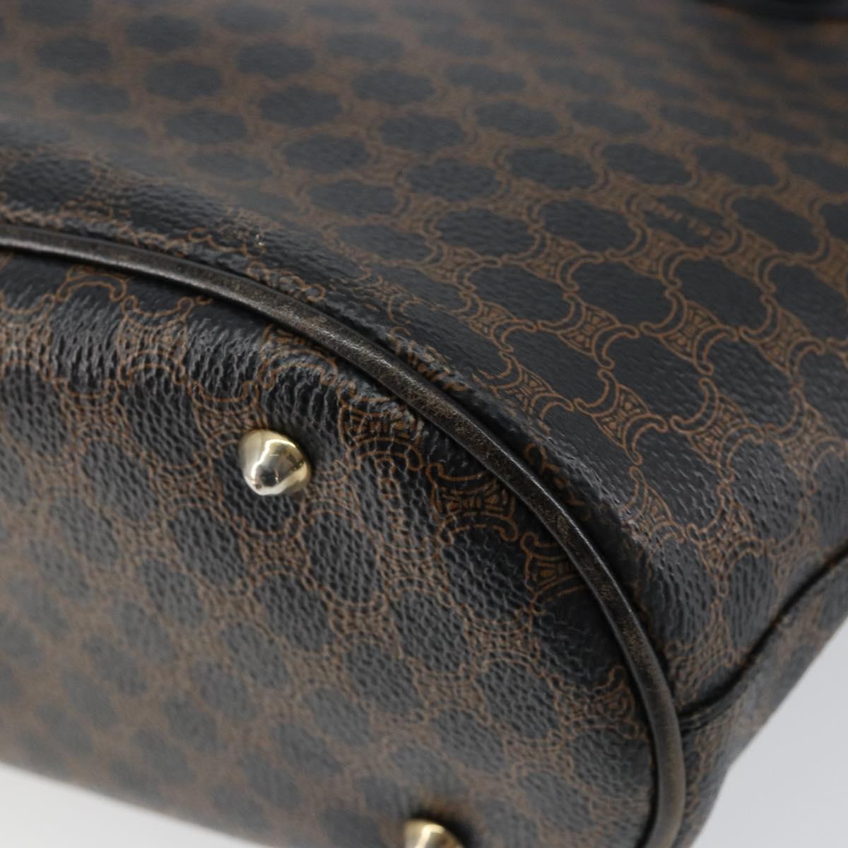 CELINE Macadam Canvas Tote Bag PVC Leather Black Gold Auth ep11721