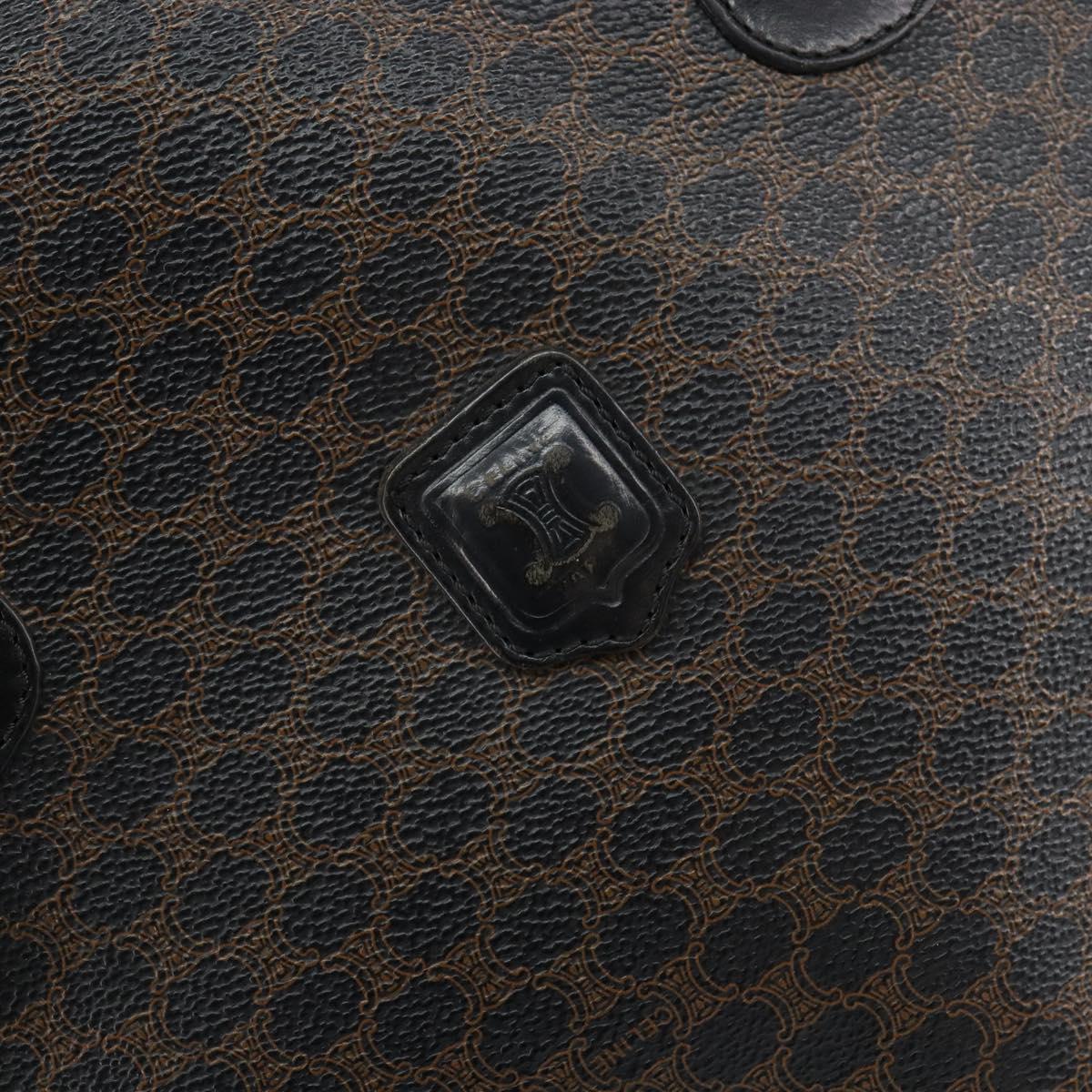 CELINE Macadam Canvas Tote Bag PVC Leather Black Gold Auth ep11721